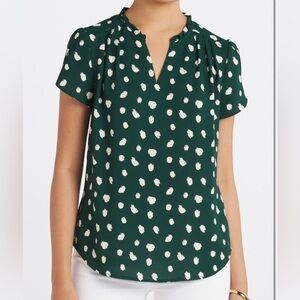 41 Hawthorn Forest Green Blouse with White Dots